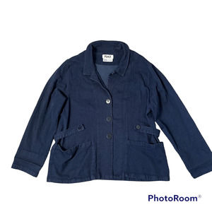 Flax Blue Cotton Blend Button Up Women's Shacket Size M